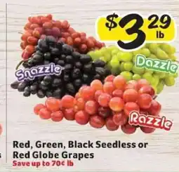 Winn Dixie Red, Green, Black Seedless or Red Globe Grapes offer