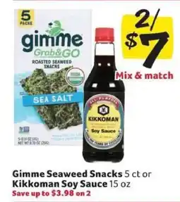 Winn Dixie Gimme Seaweed Snacks or Kikkoman Soy Sauce offer