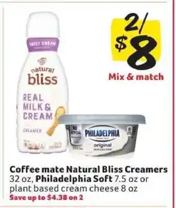 Winn Dixie Coffee mate Natural Bliss Creamers, Philadelphia Soft offer