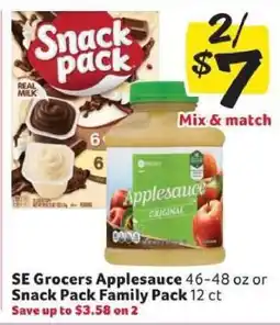 Winn Dixie SE Grocers Applesauce or Snack Pack Family Pack offer