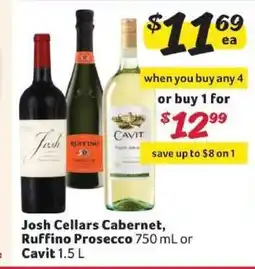 Winn Dixie Josh Cellars Cabernet, Ruffino Prosecco, Cavit offer