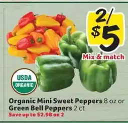 Winn Dixie Organic Mini Sweet Peppers or Green Bell Peppers offer