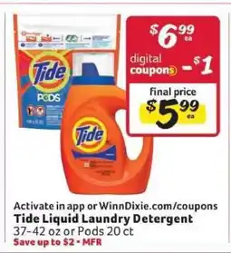 Winn Dixie Tide Liquid Laundry Detergent offer