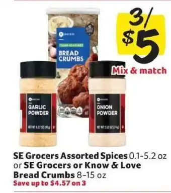Winn Dixie SE Grocers Assorted Spices or Bread Crumbs offer
