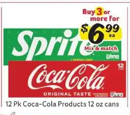 Winn Dixie 12 Pk Coca-Cola Products 12 oz cans offer