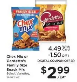 Kroger Chex Mix or Gardetto's Family Size Snack Mix offer