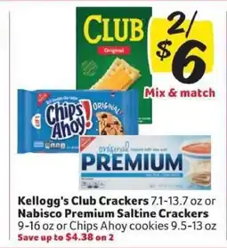Winn Dixie Kellogg's Club Crackers, Nabisco Premium Saltine Crackers, Chips Ahoy cookies offer