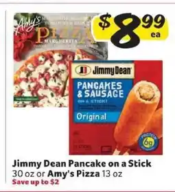 Winn Dixie Jimmy Dean Pancake on a Stick or Amy's Pizza offer