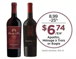 Kroger Apothic, Ménage à Trois or Bogle offer