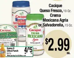 Big Saver Foods Cacique Queso Fresco, Crema Mexicana Agria or Salvadoreña offer