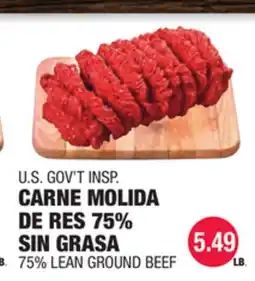Carnicerias Jimenez U.S. GOV'T INSP. CARNE MOLIDA DE RES 75% SIN GRASA offer