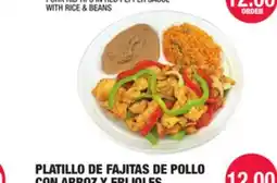 Carnicerias Jimenez PLATILLO DE FAJITAS DE POLLO CON ARROZ Y FRIJOLES offer