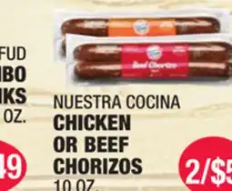 Carnicerias Jimenez NUESTRA COCINA CHICKEN OR BEEF CHORIZOS offer