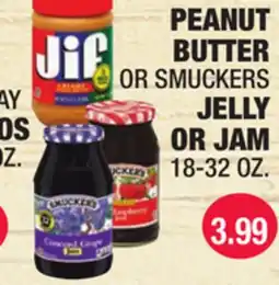 Carnicerias Jimenez PEANUT BUTTER OR SMUCKERS JELLY OR JAM offer