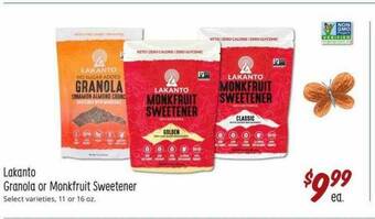Sprouts Farmers Market Lakanto Granola Or Monkfruit Sweetener offer