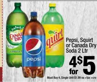 Super King Markets Pepsi, Squirt Or Canada Dry Soda offer