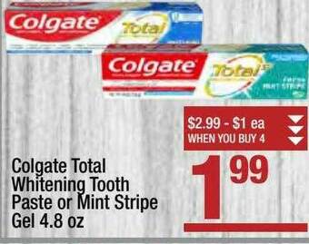 Super King Markets Colgate Total Whitening Tooth Paste Or Mint Stripe Gel offer