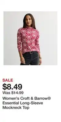 Kohl's Women's Croft & Barrow Essential Long-Sleeve Mockneck Top offer