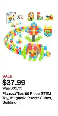 Kohl's PicassoTiles 60 Piece STEM Toy, Magnetic Puzzle Cubes, Building Blocks for Kids Age 3 & Up, PMC60 offer