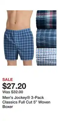 Kohl's Men's Jockey 3-Pack Classics Full Cut 5 Woven Boxer offer