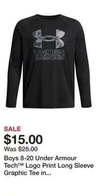 Kohl's Boys 8-20 Under Armour Tech Logo Print Long Sleeve Graphic Tee in Regular & Husky offer