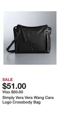 Kohl's Simply Vera Vera Wang Cara Logo Crossbody Bag offer