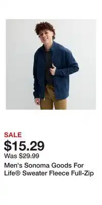 Kohl's Men's Sonoma Goods For Life Sweater Fleece Full-Zip offer