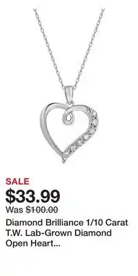 Kohl's Diamond Brilliance 1/10 Carat T.W. Lab-Grown Diamond Open Heart Pendant Necklace offer