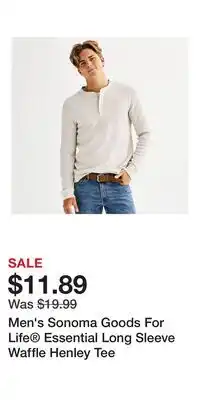 Kohl's Men's Sonoma Goods For Life Essential Long Sleeve Waffle Henley Tee offer