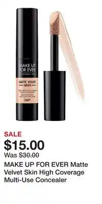 Kohl's MAKE UP FOR EVER Matte Velvet Skin High Coverage Multi-Use Concealer offer