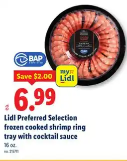 Lidl Lidl Preferred Selection frozen cooked shrimp ring tray with cocktail sauce offer