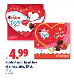Lidl Kinder mini heart box of chocolates, 25 ct offer