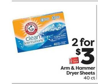 Weis Markets Arm & Hammer Dryer Sheets offer