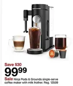 Target Sale Ninja Pods & Grounds single-serve coffee maker with milk frother offer