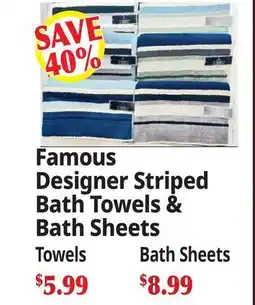 Ocean State Job Lot Famous Designer Striped Bath Towels & Bath Sheets offer