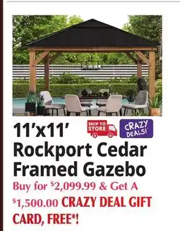 Ocean State Job Lot 11'x11' Rockport Cedar Framed Gazebo offer
