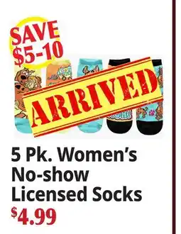 Ocean State Job Lot 5 Pk. Women's No-show Licensed Socks offer