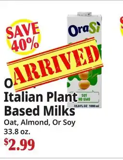 Ocean State Job Lot OraSi Italian Plant Based Milks offer