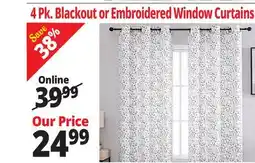 Ocean State Job Lot 4 Pk. Blackout or Embroidered Window Curtains offer
