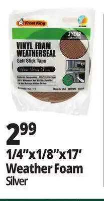 Ocean State Job Lot Frost King Vinyl Foam Self-Stick Weatherseal offer