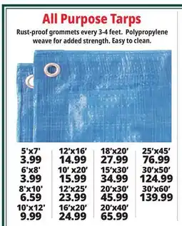 Ocean State Job Lot All-Purpose Weather Tarps offer