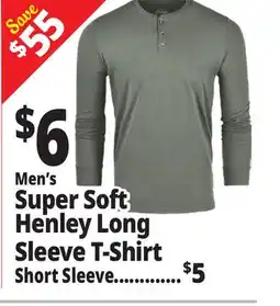 Ocean State Job Lot Men's Super Soft Henley Long Sleeve T-Shirt offer