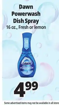 Ocean State Job Lot Dawn Platinum Plus Power wash Dish Spray 16 oz offer