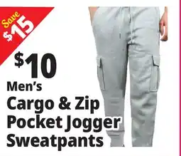 Ocean State Job Lot Men's Cargo & Zip Pocket Jogger Sweatpants offer
