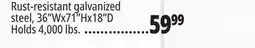 Ocean State Job Lot Rust-resistant galvanized steel, 36Wx71Hx18D Holds 4,000 lbs offer