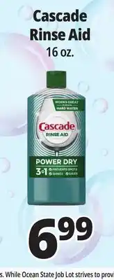 Ocean State Job Lot Cascade Rinse Aid 16 oz offer