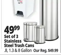 Ocean State Job Lot Set of 3 Stainless Steel Trash Cans offer