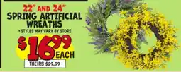 Ollie's SPRING ARTIFICIAL WREATHS offer