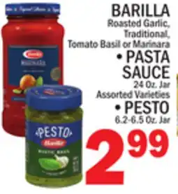 C Town BARILLA Roasted Garlic, Traditional, Tomato Basil or Marinara • PASTA SAUCE 24 Oz. Jar offer