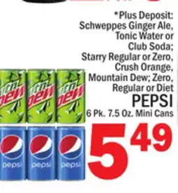 C Town PEPSI 6 Pk. 7.5 Oz. Mini Cans offer